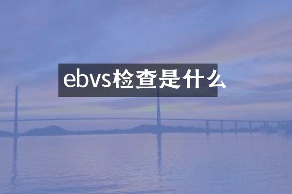 ebvs检查是什么