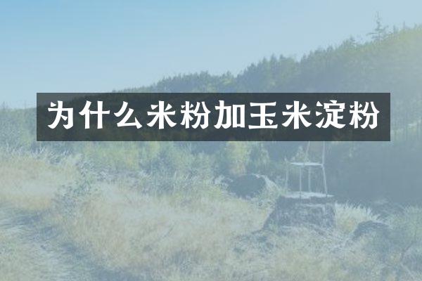 为什么米粉加玉米淀粉