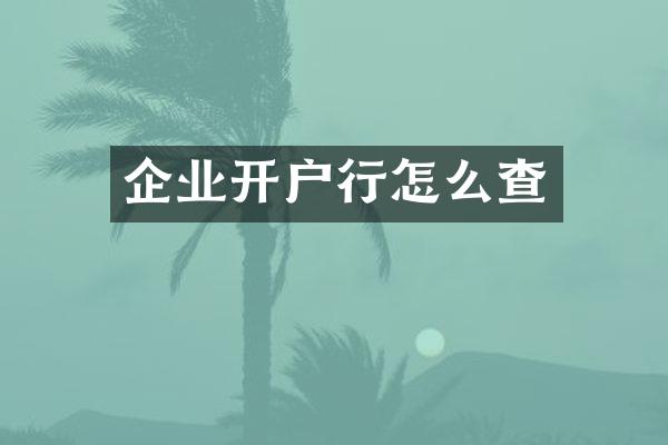 企业开户行怎么查