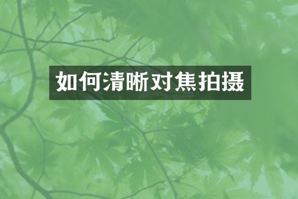 如何清晰对焦拍摄