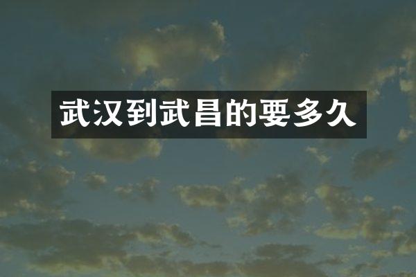 武汉到武昌的要多久