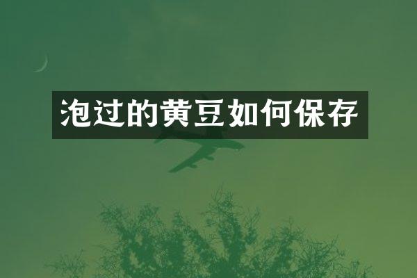 泡过的黄豆如何保存