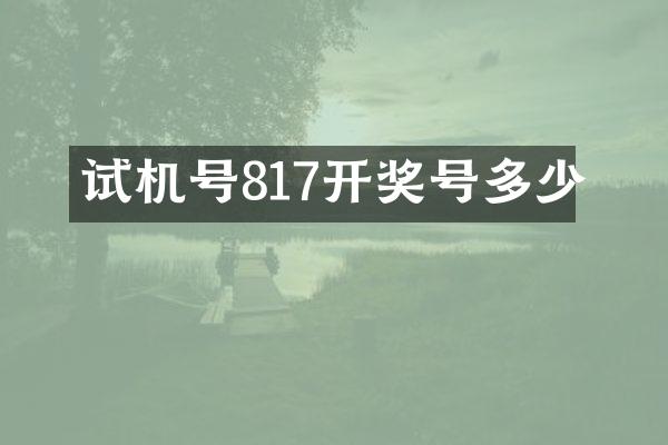 试机号817开奖号多少