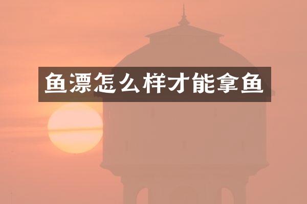 鱼漂怎么样才能拿鱼