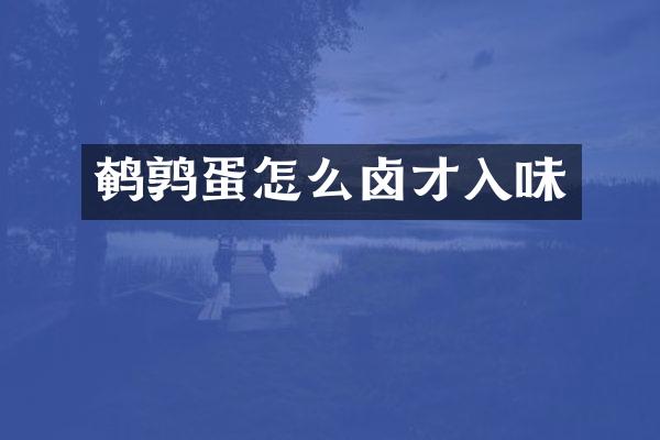 鹌鹑蛋怎么卤才入味