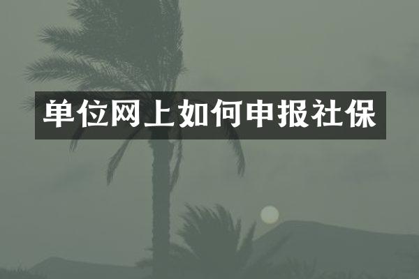 单位网上如何申报社保