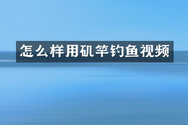 怎么样用矶竿钓鱼视频