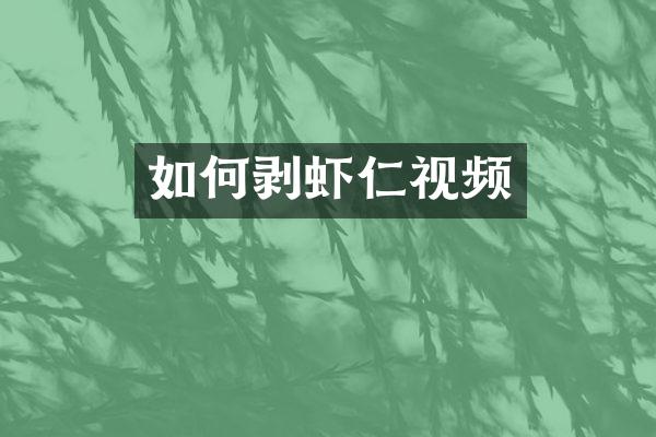 如何剥虾仁视频