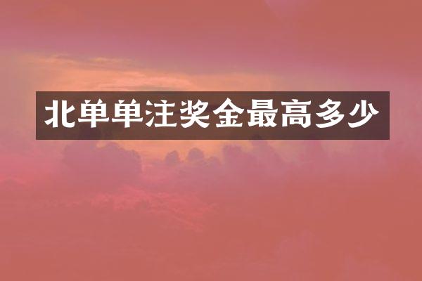 北单单注奖金最高多少