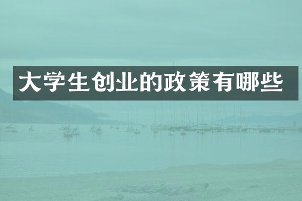 大学生创业的政策有哪些