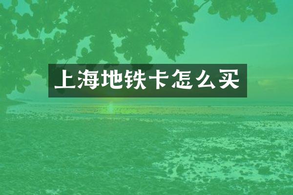 上海地铁卡怎么买