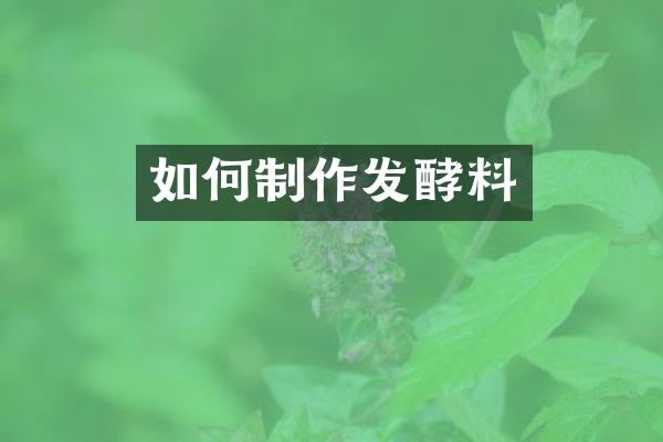 如何制作发酵料