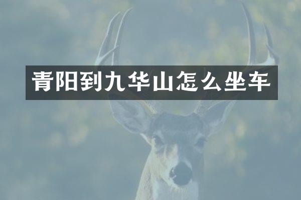 青阳到九华山怎么坐车