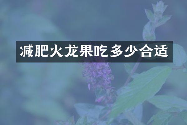 减肥火龙果吃多少合适