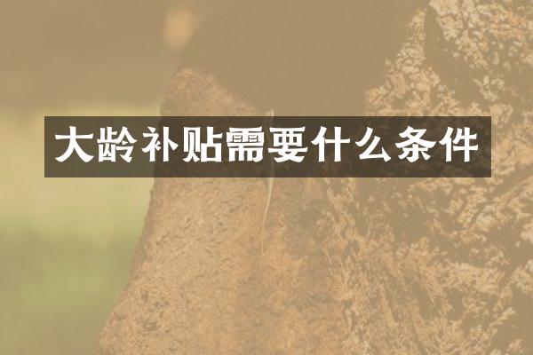 大龄补贴需要什么条件