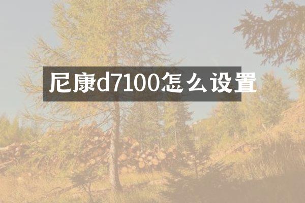 尼康d7100怎么设置