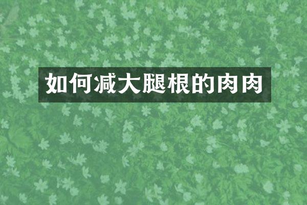 如何减大腿根的肉肉