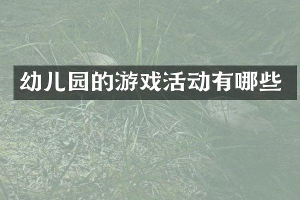 幼儿园的游戏活动有哪些