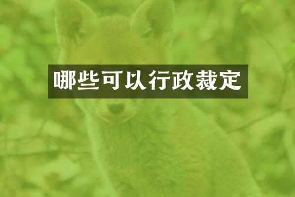 哪些可以行政裁定