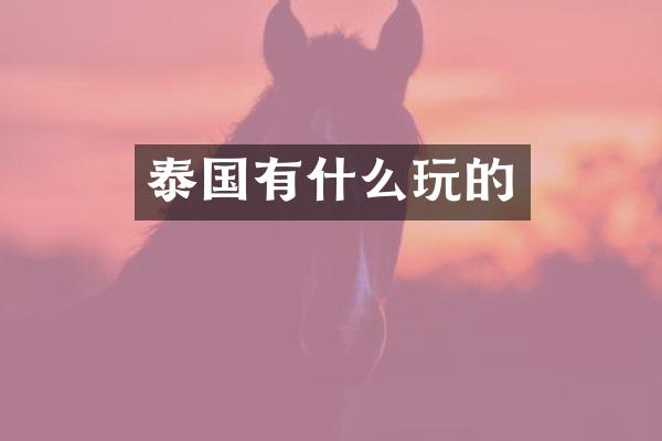 泰国有什么玩的