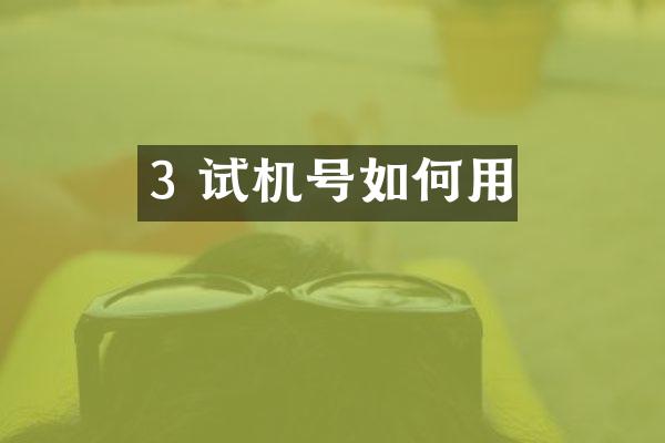 3 试机号如何用
