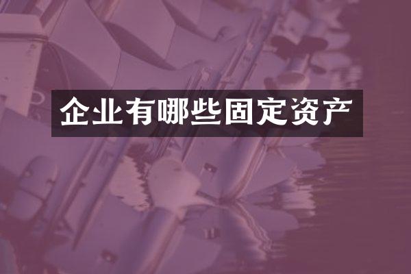 企业有哪些固定资产