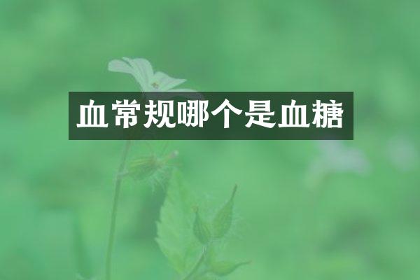 血常规哪个是血糖