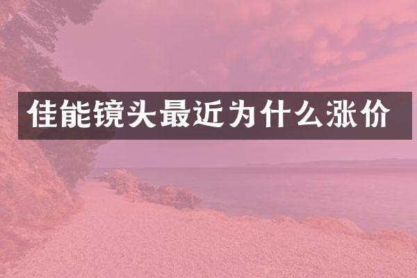 佳能镜头最近为什么涨价