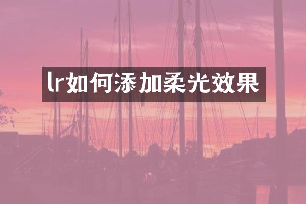 lr如何添加柔光效果