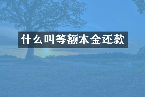 什么叫等额本金还款