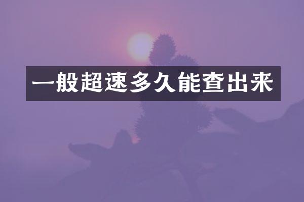 一般超速多久能查出来