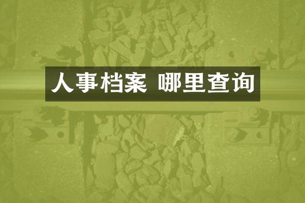 人事档案 哪里查询