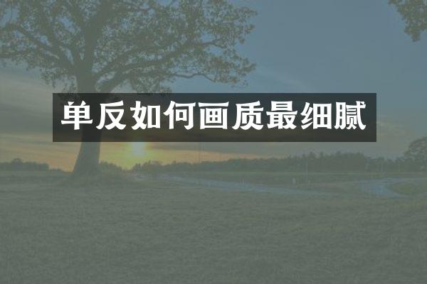单反如何画质最细腻