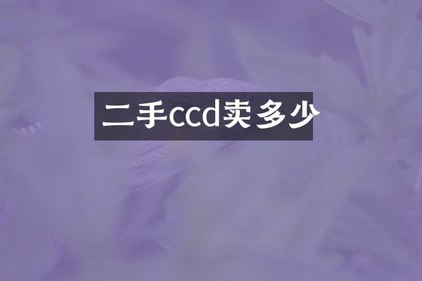 二手ccd卖多少