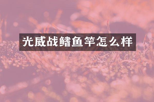 光威战鳍鱼竿怎么样