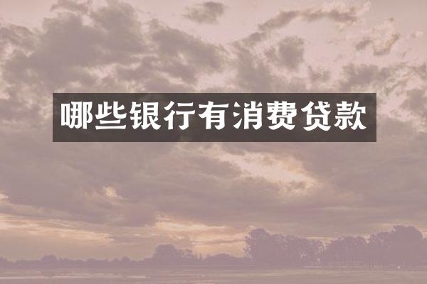 哪些银行有消费贷款