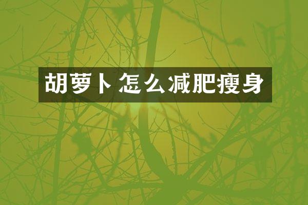 胡萝卜怎么减肥瘦身