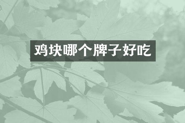 鸡块哪个牌子好吃