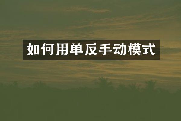 如何用单反手动模式