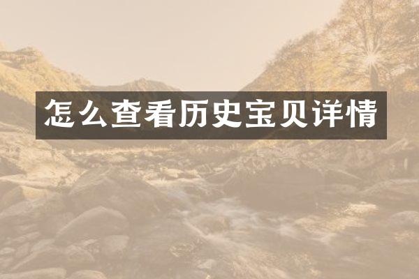 怎么查看历史宝贝详情