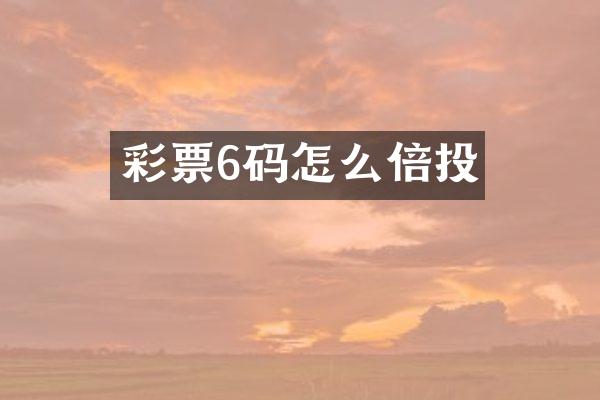 彩票6码怎么倍投