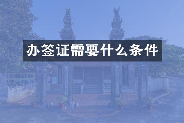 办签证需要什么条件