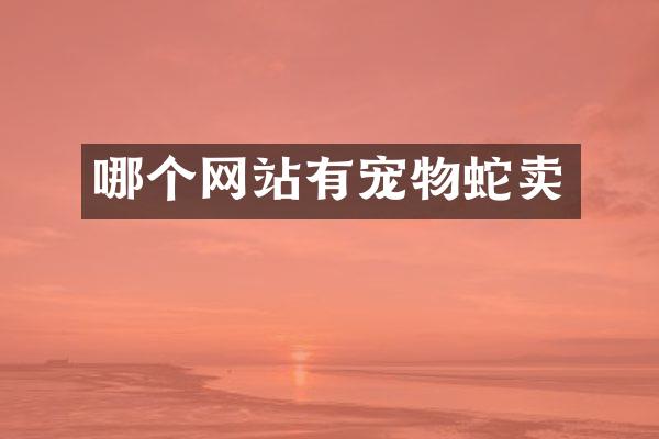 哪个网站有宠物蛇卖