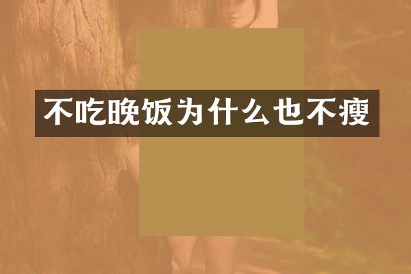 不吃晚饭为什么也不瘦