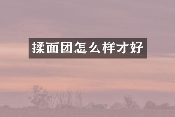揉面团怎么样才好