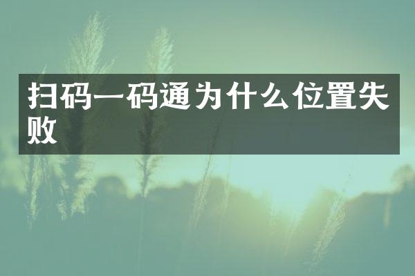 扫码一码通为什么位置失败