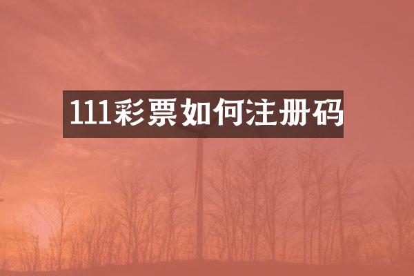 111彩票如何注册码