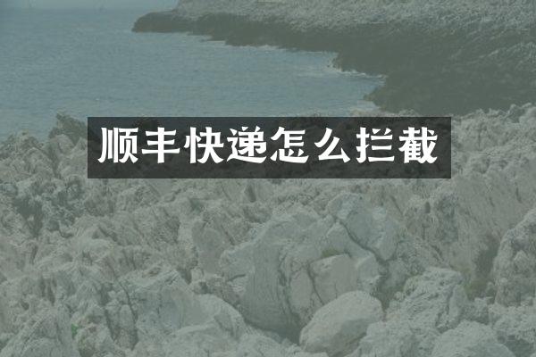 顺丰快递怎么拦截