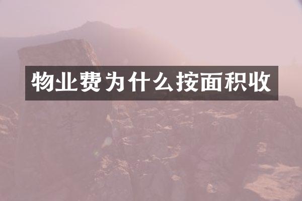 物业费为什么按面积收