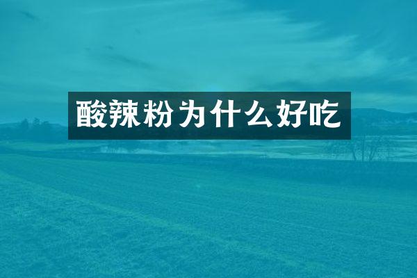 酸辣粉为什么好吃